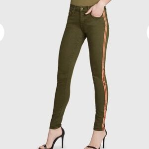 PRINCIPLE Olive Side Stripe Skinny Jeans Mid Rise Size 29